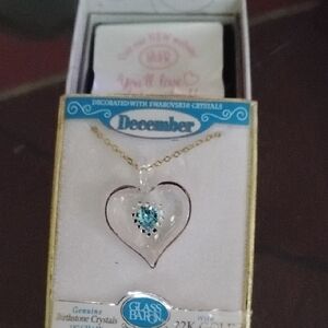 December Birthstone Necklace with Blue Crystal